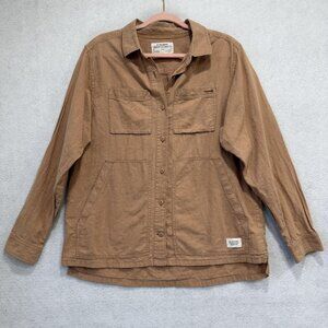 REI Cooperative Jacket Womens Large Brown Hemp Cotton Utility Button Front